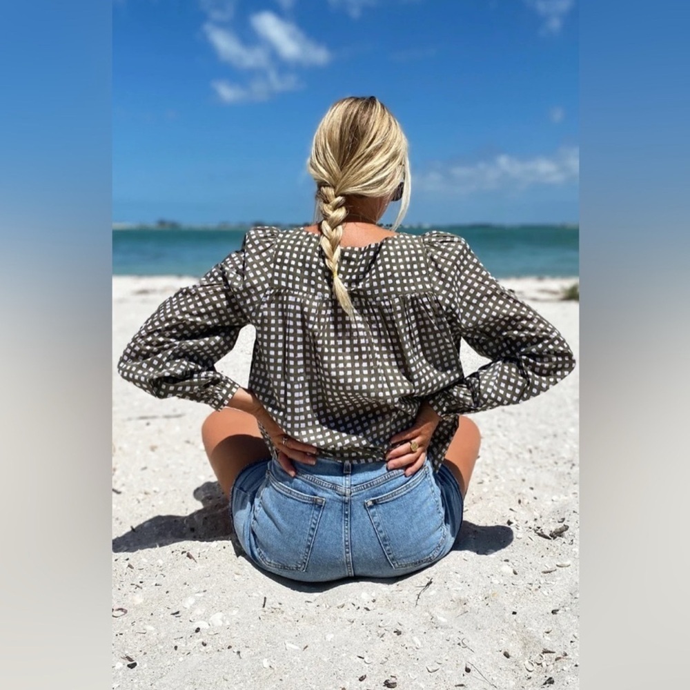 Emerson Fry Gray Checkered Blouse - Picture 4 of 12